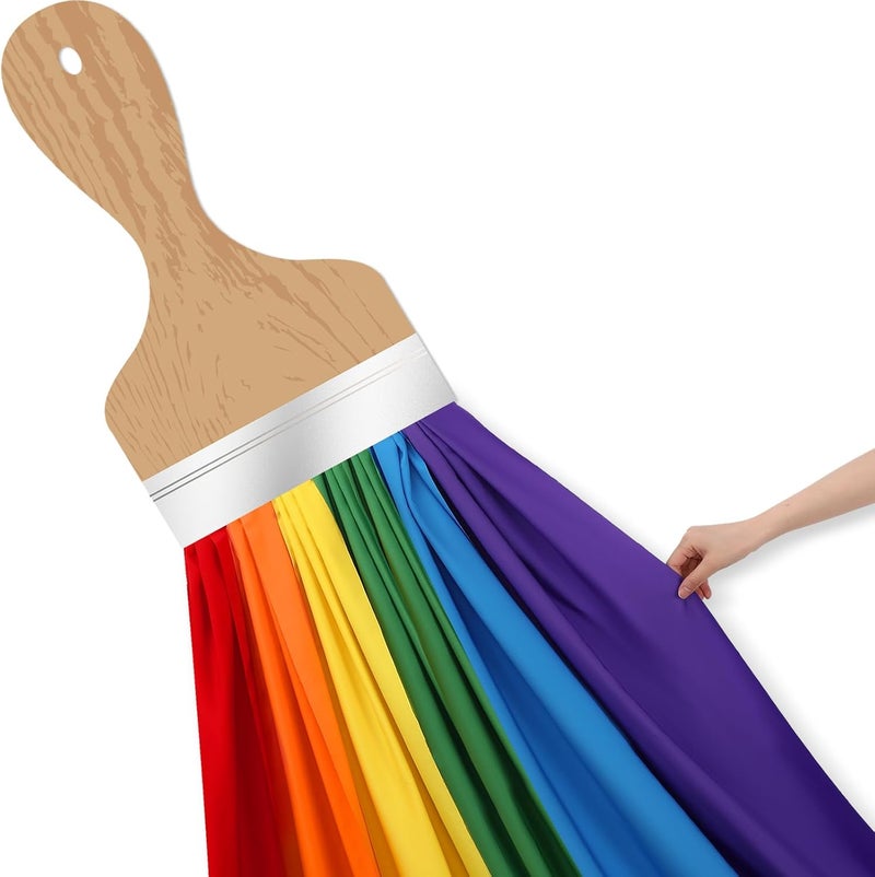 Mindsoft 85 Inches 3D Art Painting Classroom Wall Decor Rainbow Bulletin Board Decorations Set DIY Paint Brush Cutout Rainbow Cloth Back to School Decorations for First Day of School Chalkboard Wall - Image 1